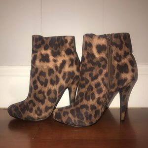 Leopard Print Heeled Ankle Boots